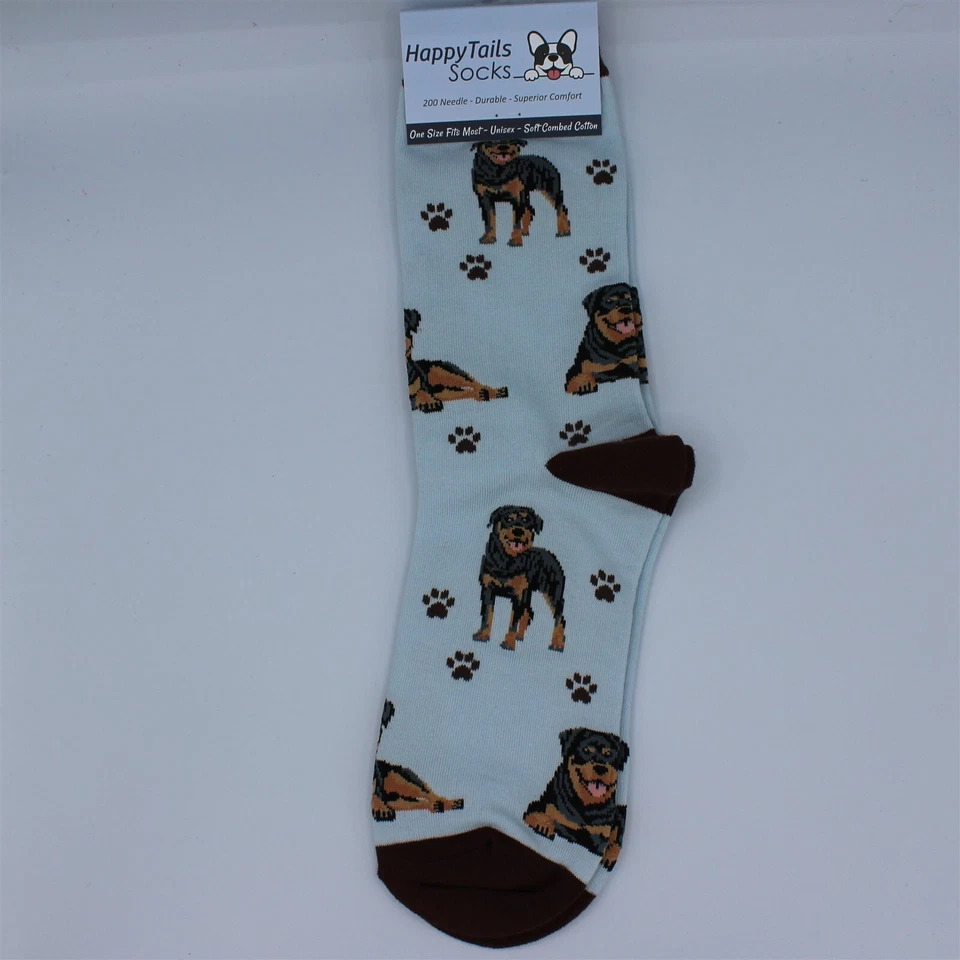Meias unissex Happy Tails tripulação cachorro Rottweiler tamanho único serve para a maioria azul - Imagem 1 de 1