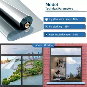 79in Mirror Window Film One Way Reflective Privacy Tint Anti UV for Home Office - Picture 1 of 9