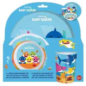 Pinkfong Baby Shark 3PC Colour Melamine Breakfast Set Plate Bowl & Tumbler