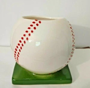 Vintage RUBENS Baseball on Grass Ceramic Planter- Candy Dish - Picture 1 of 9