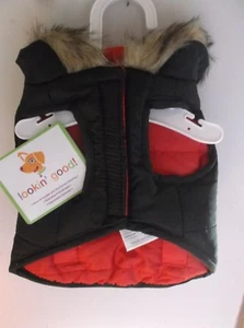 LOOKIN GOOD CAPPOTTO CANE CALDO OUTDOOR NERO ROSSO REVERSIBILE CON CAPPUCCIO TAGLIA L & XL - Foto 1 di 7