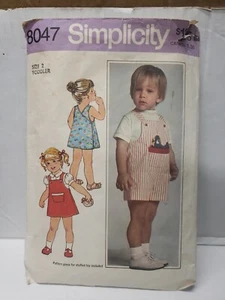 Simplicity Sewing Pattern #8047 Toddlers Dress/Jumper & Overalls Size 2 -Cut- - Picture 1 of 4