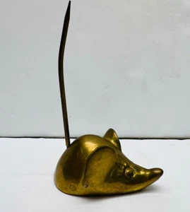 Vintage massiver Messing Maus langer Schwanz Papier/Ring Halter Briefbeschwerer - Bild 1 von 9