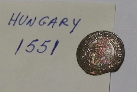 🧭 🇭🇺 HUNGARY 1551 SILVER DENAR SHARP DETAILS B53 #Z7678 Cover