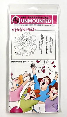 Art Impressions未安装女友“派对女孩套装”4131橡皮印章 — 第 1/4 张图片