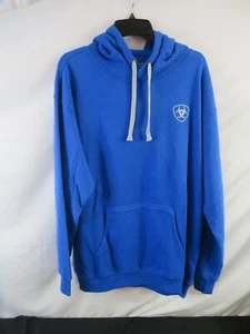 Ariat Mens Size L Faded Spell Out Big Logo Hoodie Sweatshirt Royal Blue - Picture 1 of 3