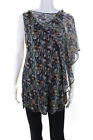 Theyskens Theory Womens Abstract Print Comci Tank Top Multi Colored Size Medium