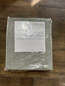 NIP Melange Home Light Grey 100% Merino Wool Waffle Weave Full Queen Blanket - Picture 1 of 10