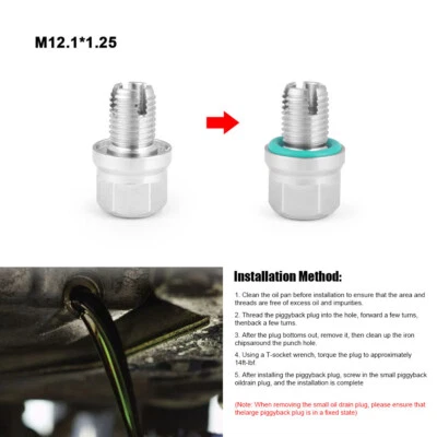 M12.1x1.25 Stainless Steel Oil Drain Plug Oil Pan Thread Repair Kit with O-Ring - image 1 of 4