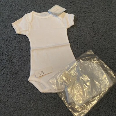 E.land Set de Regalo Bebé Recién Nacido Niño Azul SOMBRERO + Body, Nuevo con Etiquetas, 100% Algodón (0-3m) Foto 1 de 4