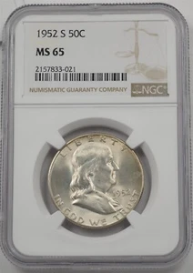 US 1952-S Franklin Half Dollar 90% silver NGC MS65 NG2005 combine shipping - Picture 1 of 2