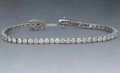 PULSERA TENIS DIAMANTE CVD 3 MM REDONDA VS2 MUJER ORO BLANCO 14K CERTIFICADO Foto 1 de 3