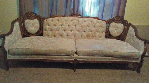 Button Tufted French Provincial Style Large Sofa Cover