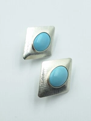 orecchini donna bottone pasta di turchese argento bianco 925 Rodiato ORO BIANCO  - Immagine 1 di 4