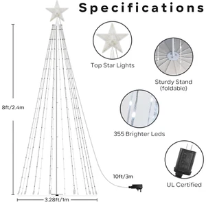 355 LED lights 8FT Christmas Cone Tree with Star Topper Smart App Control & DIY - Picture 1 of 16