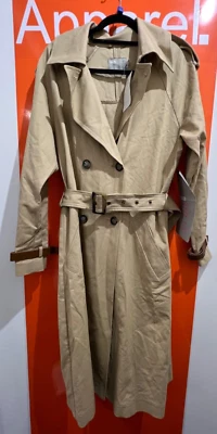 ASOS Button Trench Coat, Belted, Wrist Buckles, Beige, Size 14, RRP £130,  B51 - Image 1 of 3