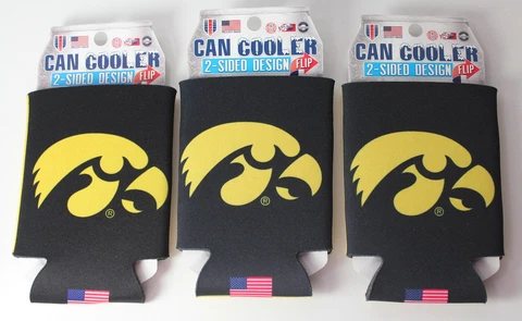 Iowa Hawkeyes NCAA Gift Set of 3 Classic Can Coolers Coozies NEW Cover