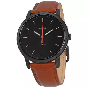 Fossil Minimalist Black Dial Brown Leather Quartz Mens Watch FS5305 - Picture 1 of 1