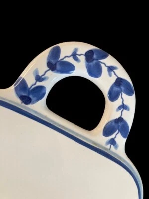 Portugal Cerámica Trivet R.B Bernarda Azul Blanco Floral Trivet Pequeña Bandeja para Servir Foto 1 de 4