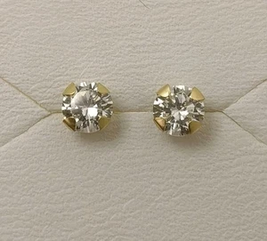 Pendientes oro 18k 750 Mls. 4 Garras Y Circonita. 4,8 MM. - Imagen 1 de 5