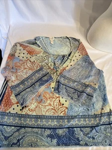 CHICOS Top Womens Size 4 XXL Boho Indie Whimsical Flowy Art Inspired By - Picture 1 of 11