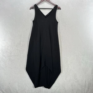 Vintage MSK Dress Women L Black Gauzy Cotton Cocoon Midi Lagenlook Artsy Minimal - Picture 1 of 11