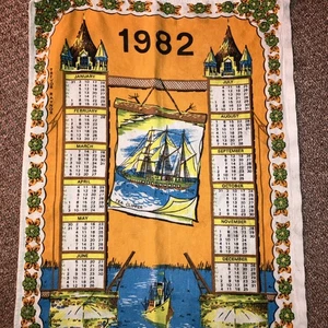 Vintage 1982 Tower Bridge Calendar Tea Towel By Trevor Raynor 100% Cotton - Picture 1 of 5