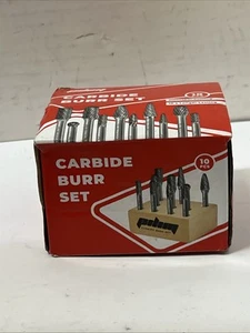 Tungsten Carbide Burr Set 1/4" Shank 10PC Rotary Cutting Bur Set - Picture 1 of 2