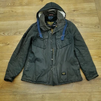 Superdry Chaqueta Doble Cera Hombre L Grande Marrón Parka Abrigo Exterior Foto 1 de 4