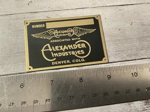 AIRCRAFT NAME PLATE - ALEXANDER AIRCRAFT CO DENVER COLORADO - Picture 1 of 2