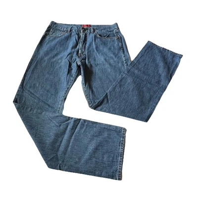 Hugo Boss Blue Italy Mid Rise Straight Button Fly Blue Jeans Mens Measured 33x33 - Image 1 of 4