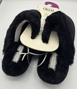 Primark Damen-Slipper Memory Foam Größe 5/6 schwarz Wildlederimitat/Pelz *neu mit Etikett* - Bild 1 von 5