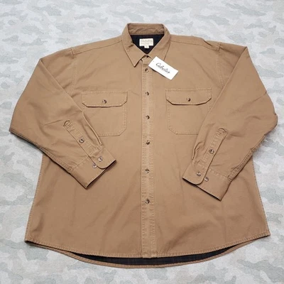 Cabela's Shirt XL Brown Pockets Long Sleeve Button-Up NWT Plaid Lined - Image 1 of 4