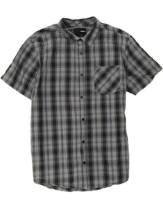 HURLEY Mens Short Sleeve Shirt Large Grey Check Cotton AG04 - Picture 1 of 3