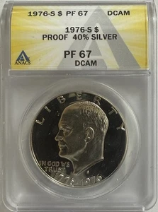 1976 S $1 40% Silver Ike Eisenhower Dollar Proof ANACS PF 67 DCAM - New Holder - Picture 1 of 4