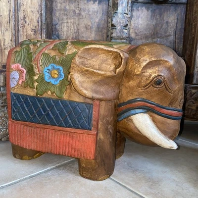 Elefant Blumenhocker Holz Dekoelefant Indien Massivholz Ca. 38x27x21cm - Bild 1 von 4
