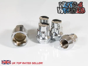 4 x Chrome Locking Wheel Nuts M12x1.5 Fits Toyota Corolla Hilux Land Cruiser 4 - Picture 1 of 3