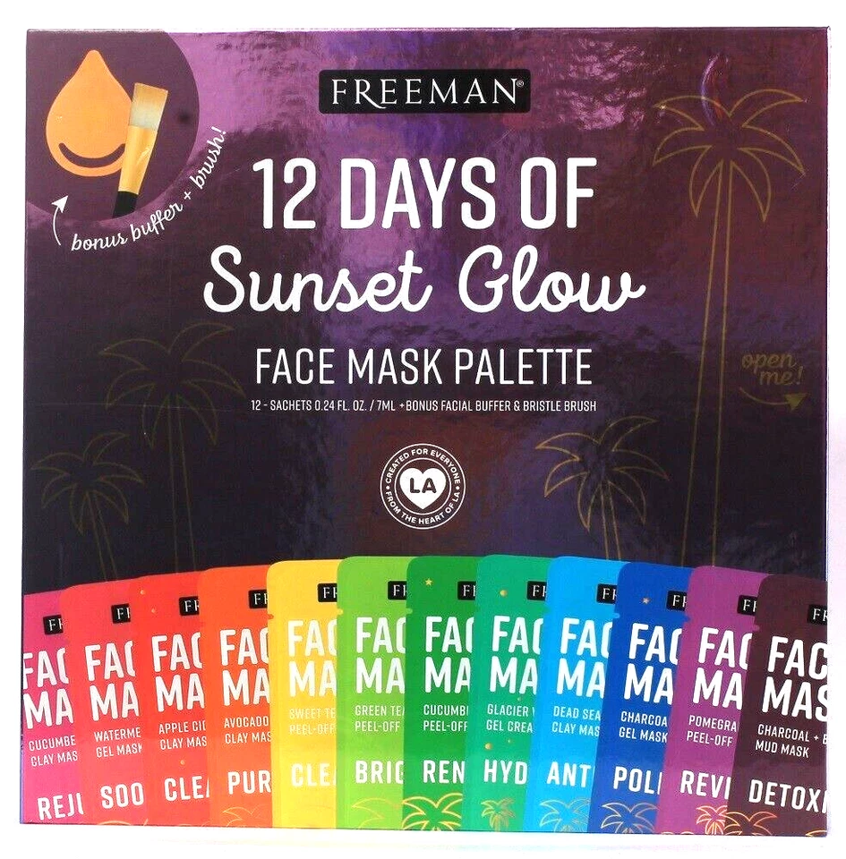Freeman 12 Days Of Sunset Glow Face Treatment Palette With Buffer & Brush - Image 1 of 1