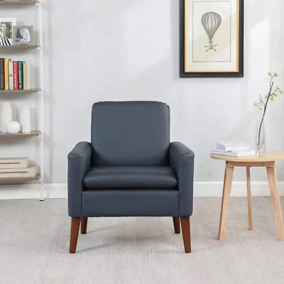 Cadeira de braço de couro sintético sala de estar sofá solteiro apoio de braço cadeira com estofado EUA - Imagem 1 de 4
