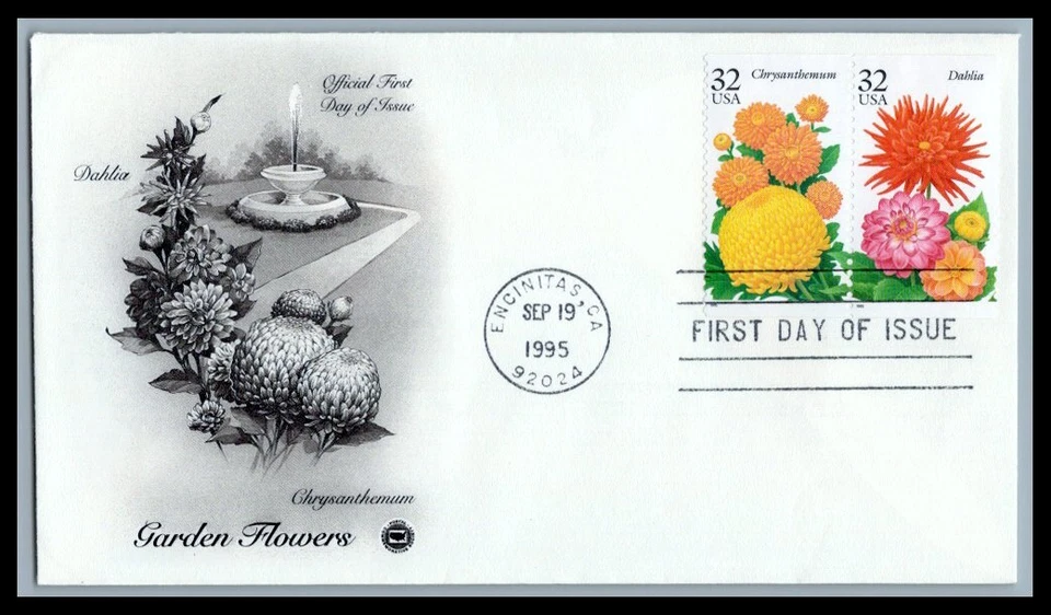 US FDC # 2994-2995 32c Garden Flowers PCS   1995, 9p5005 - Image 1 of 1