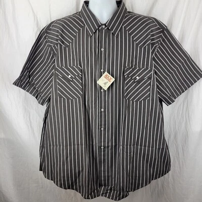 NUEVO CON ETIQUETAS Ely Cattleman Hombres 3XL Camisa Occidental Hombre Grande Negra Rayas Vaquero Perla A Presión Foto 1 de 4