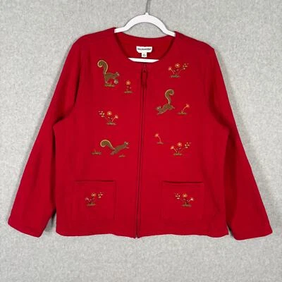 Толстовка женская Breckenridge размер XL красная с цветочным узором белка вышитая вышивка бабушка - Изображение 1 из 4