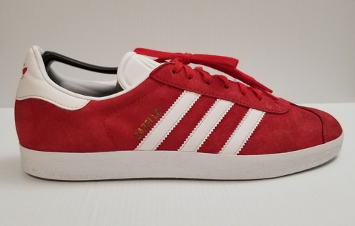 Scarpe sneakers basse Adidas uomo Gazelle S76228 rosse scamosciate stringate taglia 11