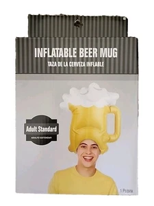 Inflatable Beer Mug Party Hat Halloween Adult Standard Size 1 Piece - Picture 1 of 6