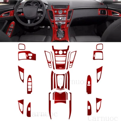  Kits completos de fibra de carbono rojo juego de molduras interiores para Cadillac CTS 2008-13 Foto 1 de 4