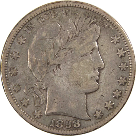 1898 S Barber Half Dollar VF Very Fine 90% Silver 50c Coin SKU:I8258 Cover