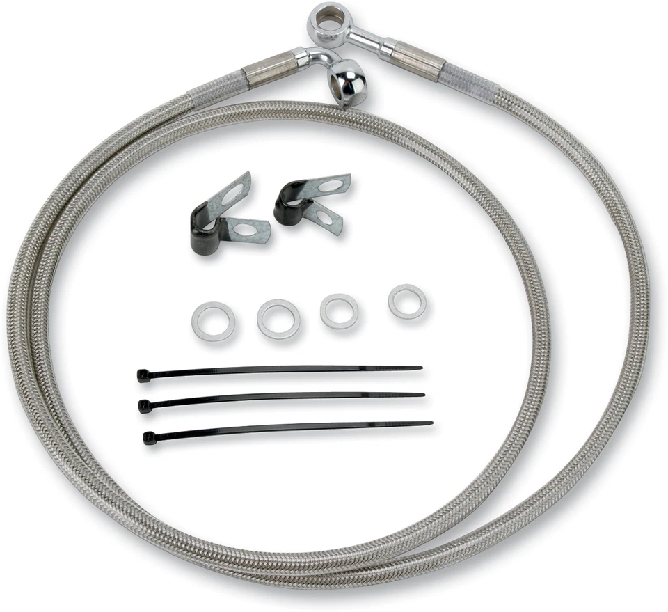 Drag Specialties Extended Stainless Steel Front Brake Line Kit 1741-2657 - Image 1 of 1