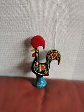 Vintage Metal Rooster Mini Figurine Hand Painted Folk Art Portugal Small