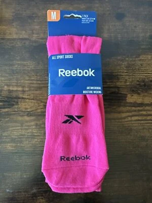 Calcetines Reebok All Sports rosa intenso absorbente de humedad medianos 4-8 jóvenes 5-10 mujeres Foto 1 de 2