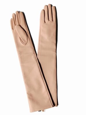 Luvas longas femininas nova moda couro de ovelha real cotovelo várias cores - Imagem 1 de 4